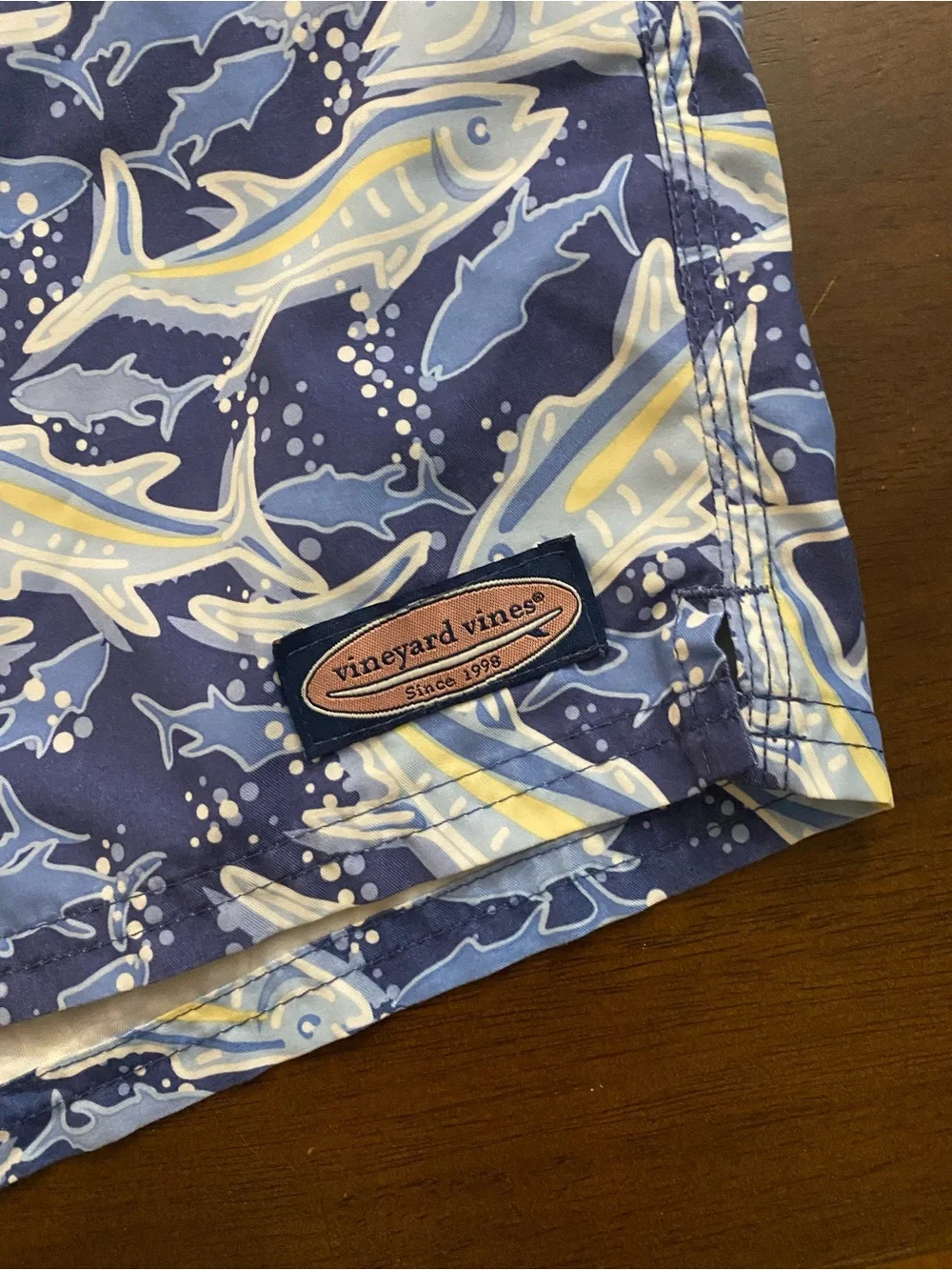 Vineyard Vines Blue Fish-Print Swim Shorts